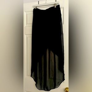 Express black mini skirt with high low sheer overlay size S